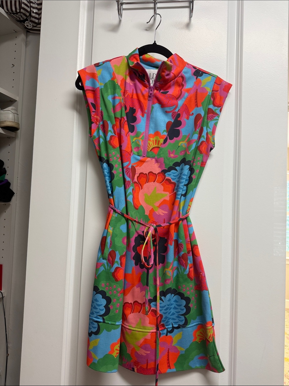 Retro Floral Zip-Front Mini Dress in Multicolor